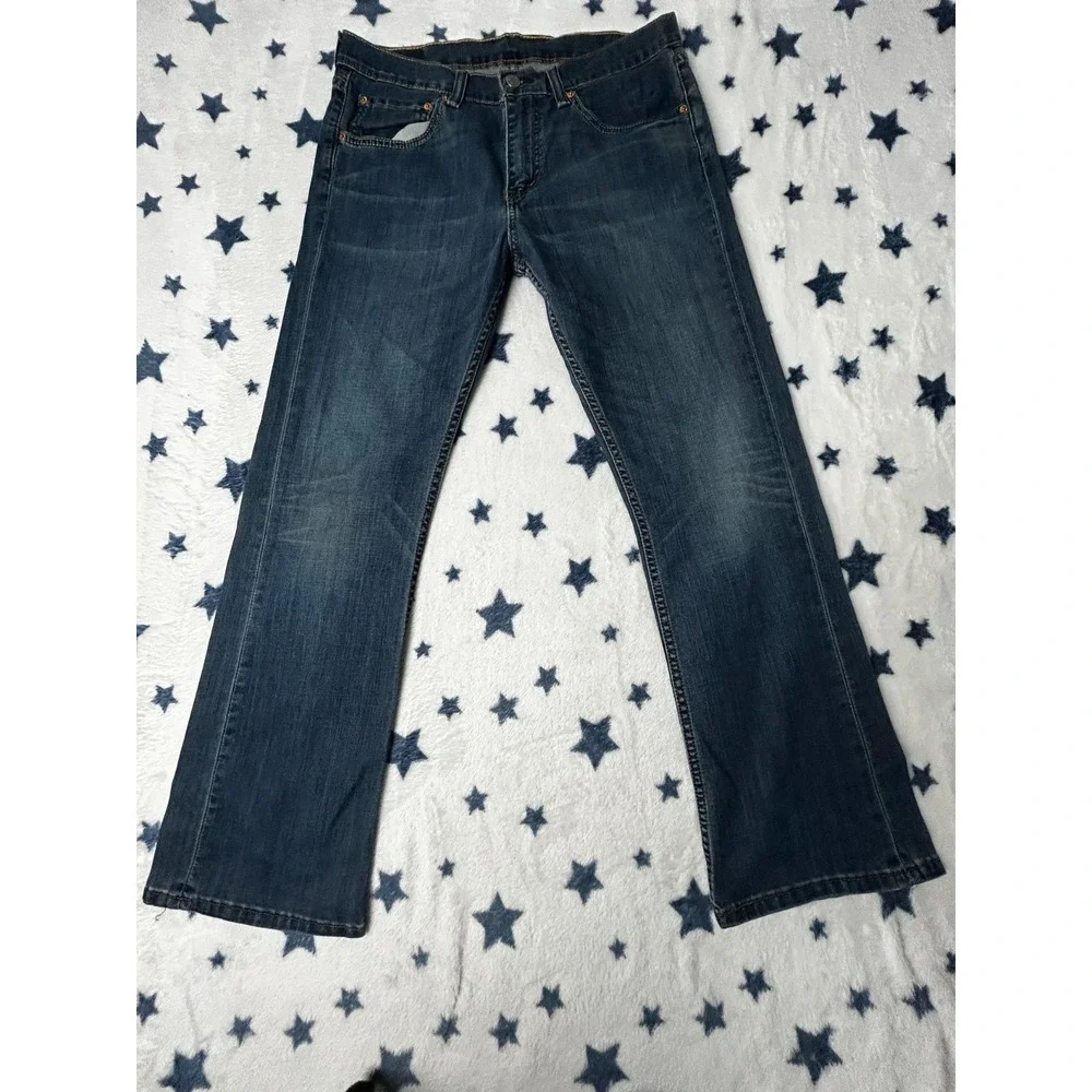 Levis 527 Jeans Mens 34x30 Slim Bootcut Blue Denim Medium Wash Stretch Casual